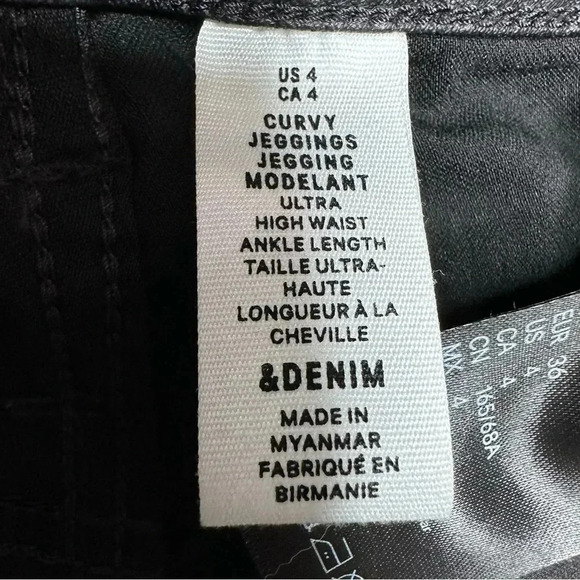 H&M Curvy Jeggings Ultra High Waist Ankle Black  Coated Size 4 - Picture 12 of 16
